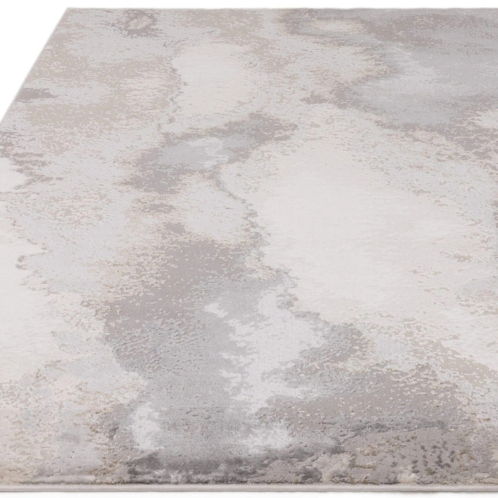 Caselle Grey & Cream Metallic Abstract Rug