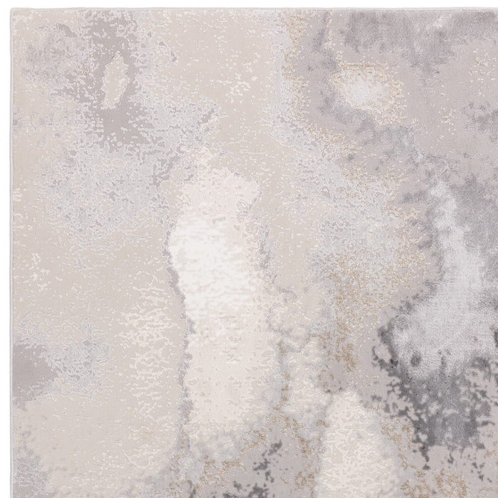 Caselle Grey & Cream Metallic Abstract Rug
