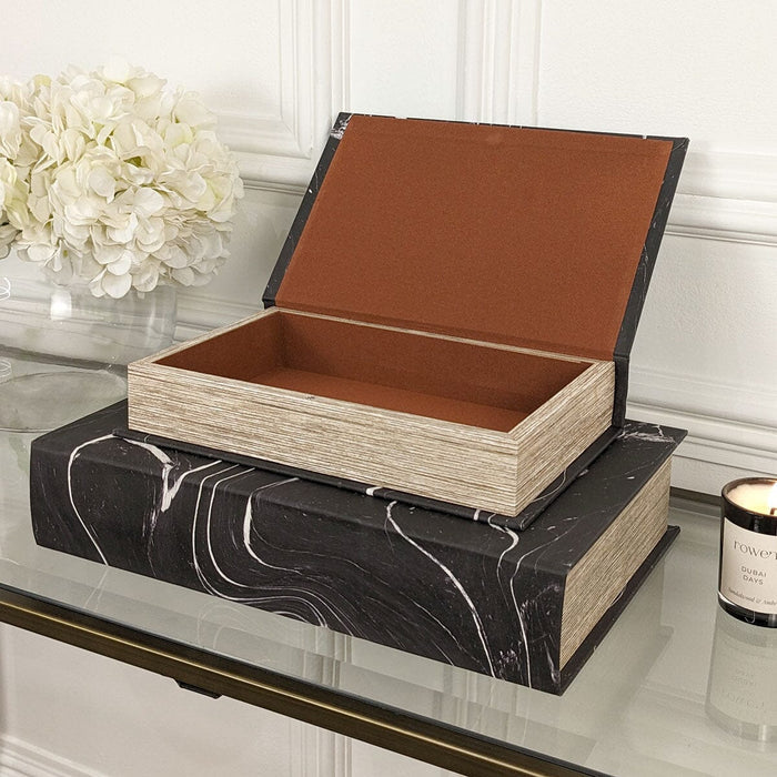 Casima Black & White Decorative Book Boxes - Set of 2 Accessories