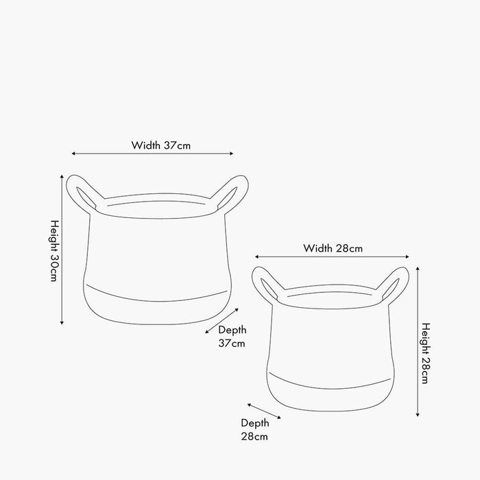 Chelle Natural & Black Set of 2 Round Baskets Accessories