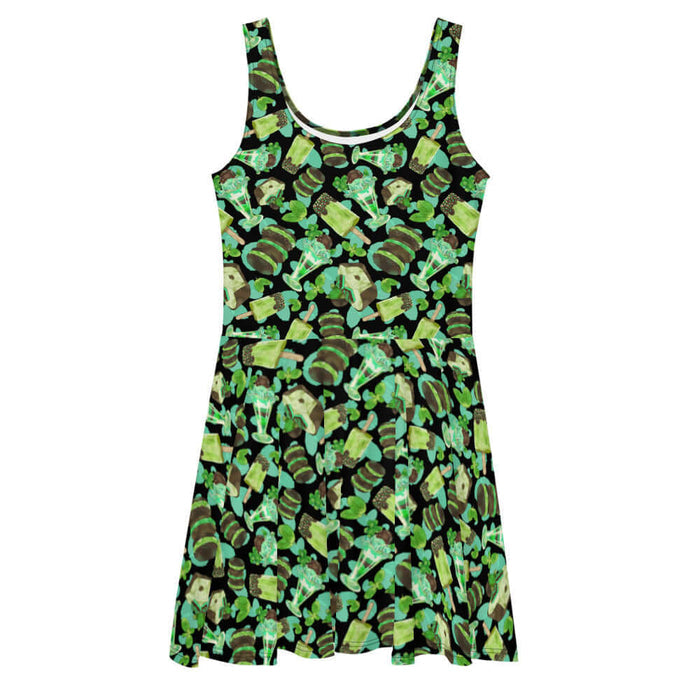 Choco Mint kawaii skater dress in mint with chocolate-dipped popsicles and fresh mint leaves