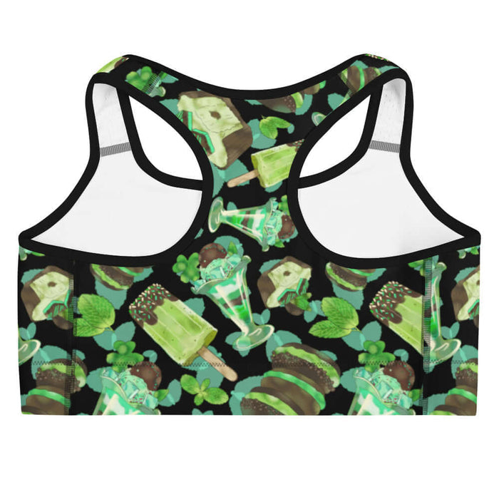 Choco Mint kawaii sports bra in mint with mint-cream sandwich cookies and mint parfaits