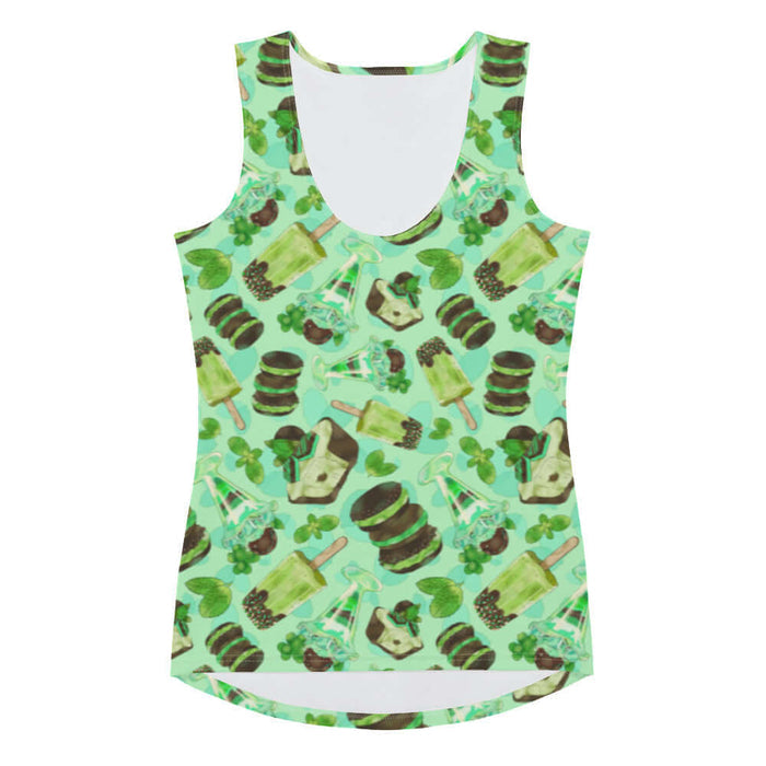 Choco Mint kawaii tank top in mint with mint popsicles and mint-cream cookies
