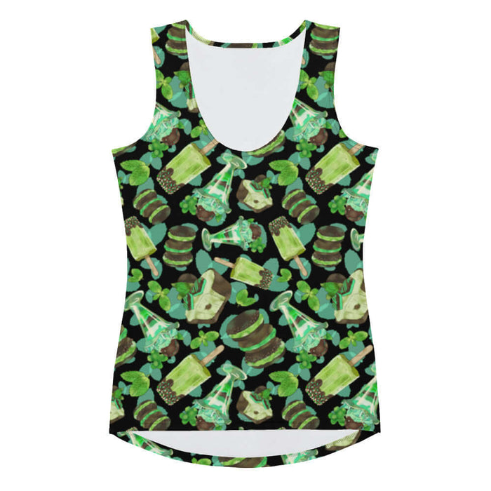 Choco Mint kawaii tank top in mint with chocolate-dipped popsicles and fresh mint leaves