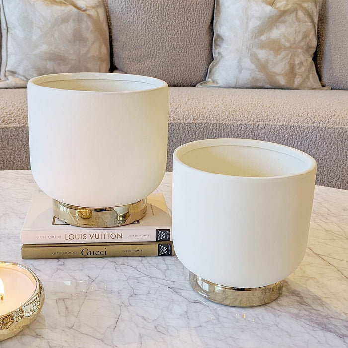 Cinzia Large Ceramic White & Gold Planter Accessories