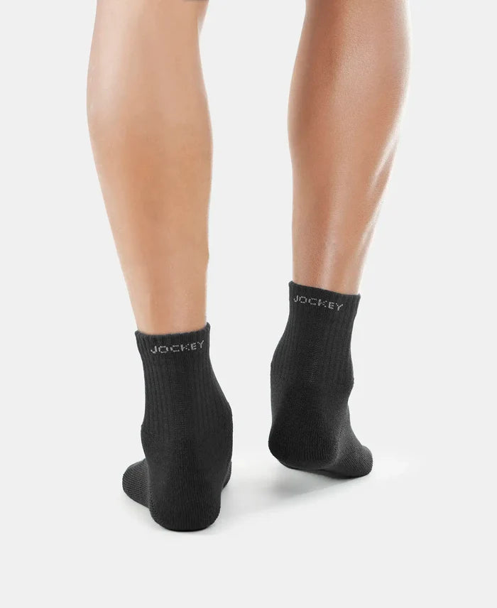 Compact Cotton Terry Ankle Length Socks With StayFresh Treatment - Black (Pack of 3)