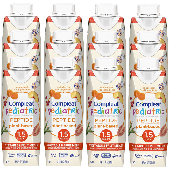 Compleat Peptide 1.5 Pediatric Tube Feeding Formula, Vegetable/Fruit, 8.45 oz - 00043900131351-Single - LL Medico