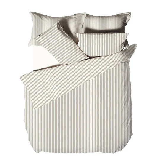 Coralia Neutral Striped 100% Cotton Duvet Set Textiles