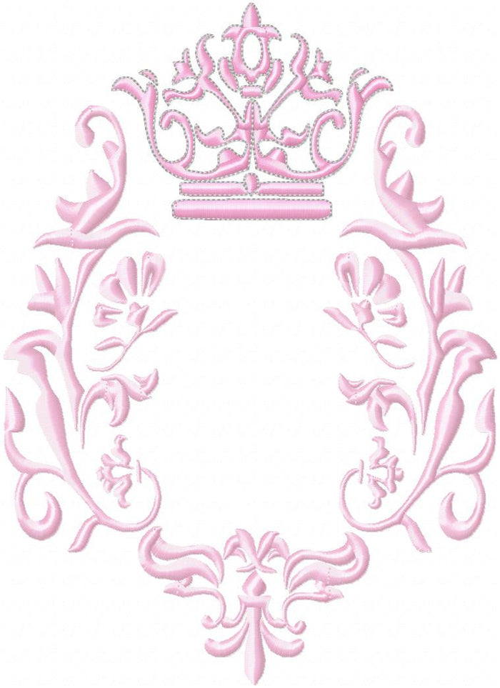Crown and Flourish machine embroidery Design