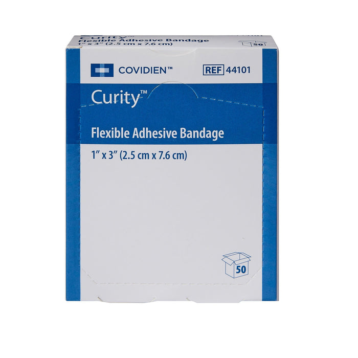 Curity Flexible Fabric Adhesive Bandages, Tan, Sterile, 1" x 3" - 44101-Box - LL Medico