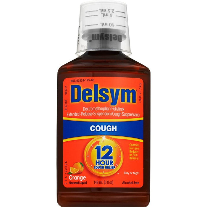 Delsym 12 Hour Cough Relief Liquid, Orange Flavor, 5 fl oz - 63824017565 - LL Medico