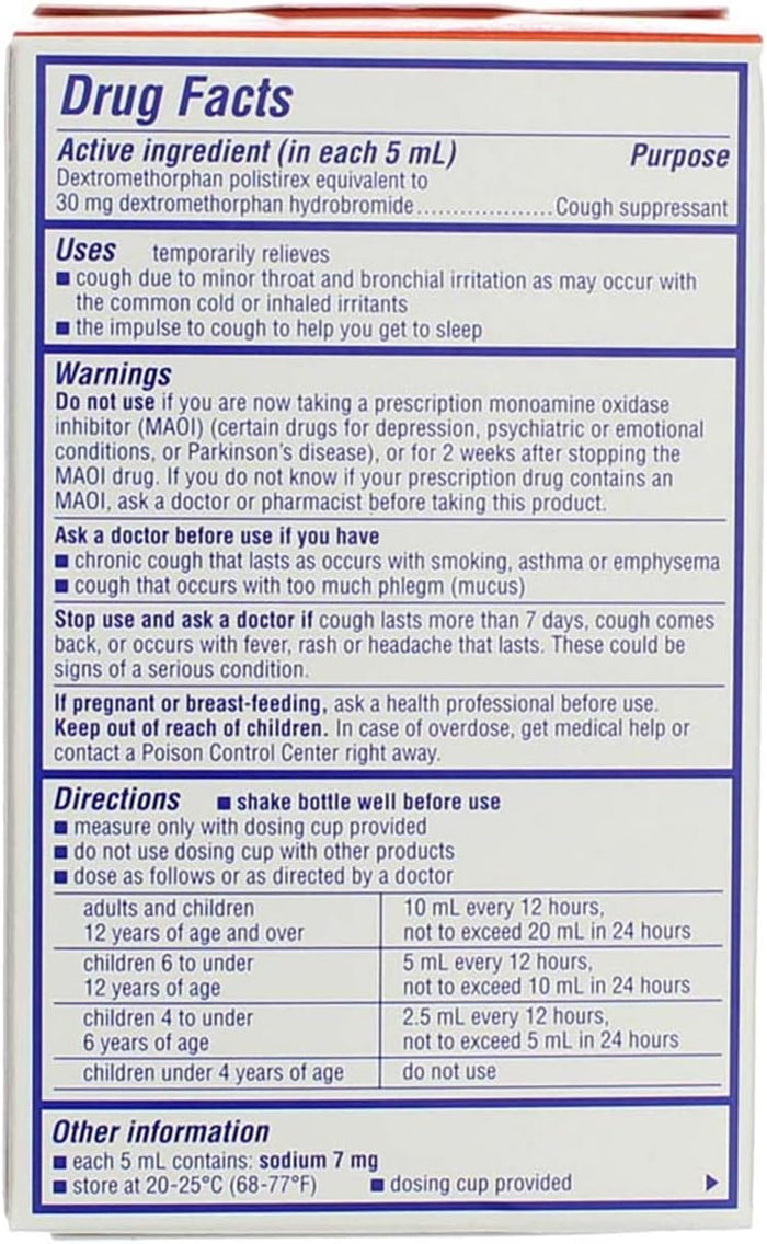 Delsym 12 Hour Cough Relief Liquid, Orange Flavor, 5 fl oz - 63824017565 - LL Medico