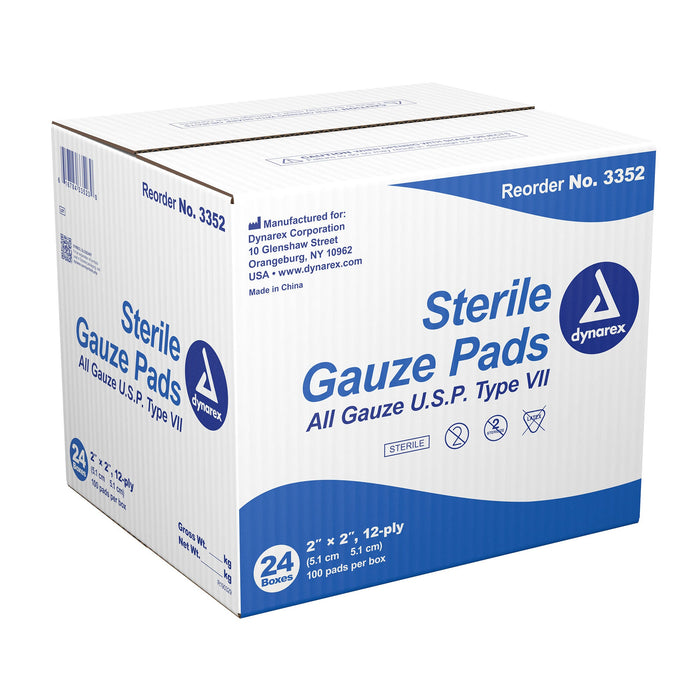 Dynarex Sterile Gauze Pads, 2" x 2", 12-Ply - 3352 - LL Medico