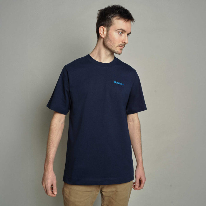 Embroidered Organic Cotton Unisex T-Shirt - Navy - Rouleur