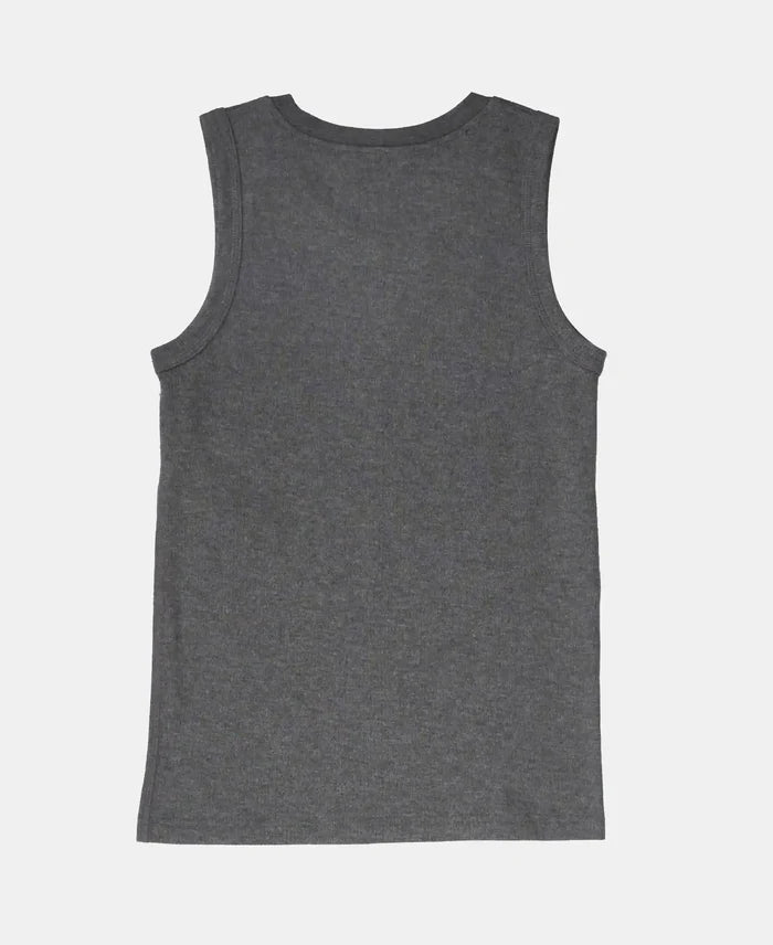 Extra Warmth Kid's Super Combed Cotton Rich Sleeveless Thermal Muscle Vest with StayWarm Treatment - Charcoal Melange