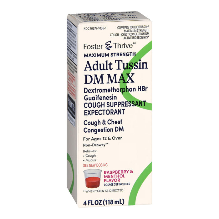 Foster & Thrive Adult Tussin DM MAX - Maximum Strength - 4 oz - 70677103601 - LL Medico