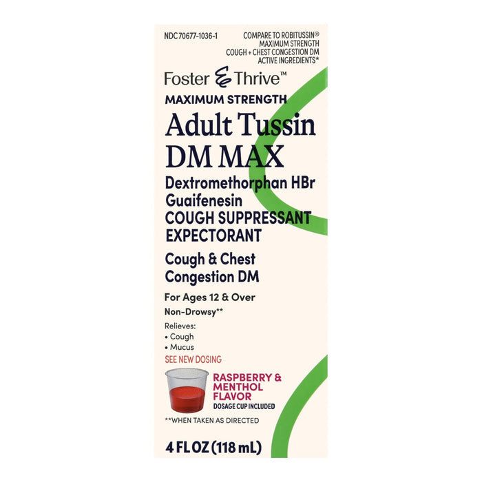 Foster & Thrive Adult Tussin DM MAX - Maximum Strength - 4 oz - 70677103601 - LL Medico