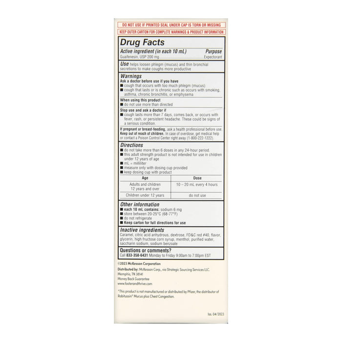 Foster & Thrive Adult Tussin Guaifenesin Oral Solution Relief Syrup, 8 fl oz - 70677118602 - LL Medico