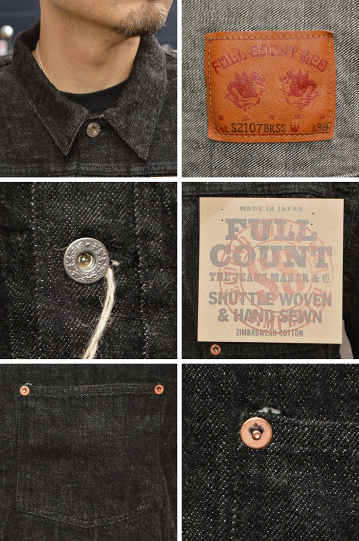 FULL COUNT "S2107BKSS" WWII Model 11.5oz Black Denim Jacket