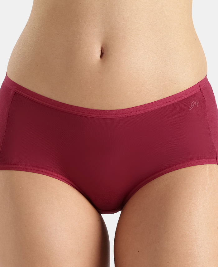 Full Coverage Micro Modal Elastane Stretch Full Brief With Exposed Waistband and StayFresh Treatment - Pomegranate