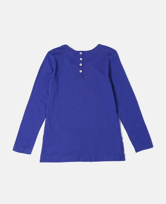 Super Combed Cotton Graphic Printed Full Sleeve T-Shirt - Indigo Crush-2