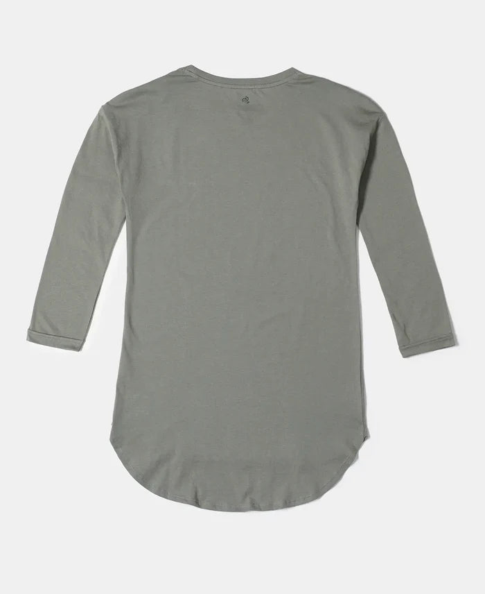 Super Combed Cotton Graphic Printed Long Length T-Shirt - Sea Spray-2