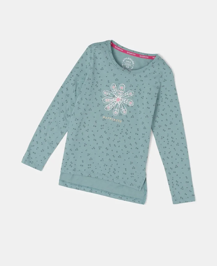 Super Combed Cotton Printed Full Sleeve T-Shirt - Mineral Blue-5