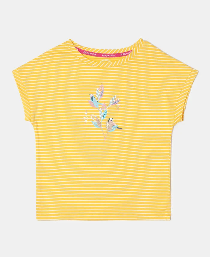 Super Combed Cotton Printed Short Sleeve T-Shirt - Spectra Yellow-1