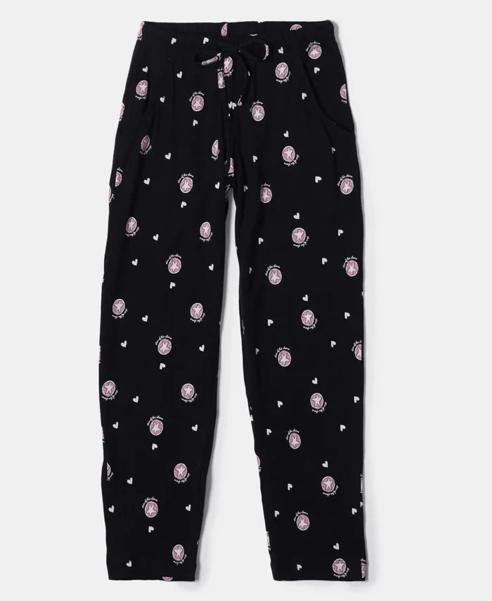 Super Combed Cotton Short Sleeve T-Shirt and Printed Pyjama Set - Black-4