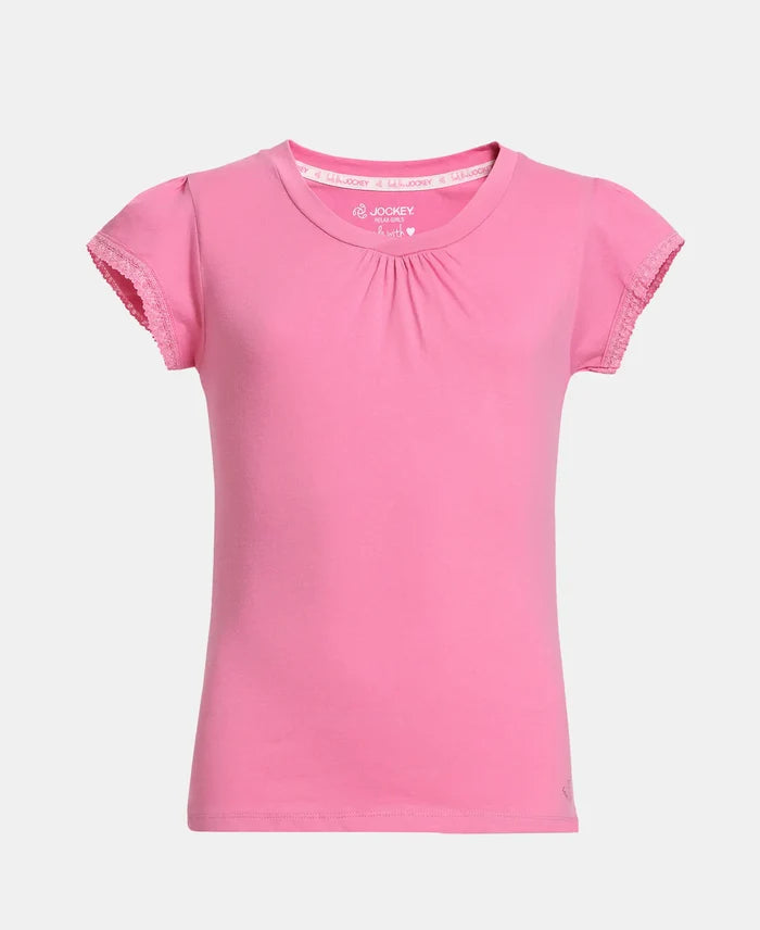 Girl's Super Combed Cotton Solid Short Sleeve T-Shirt - Wild Orchid
