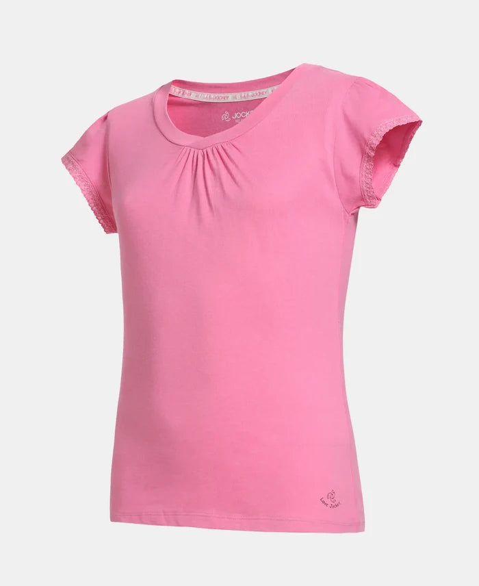 Girl's Super Combed Cotton Solid Short Sleeve T-Shirt - Wild Orchid