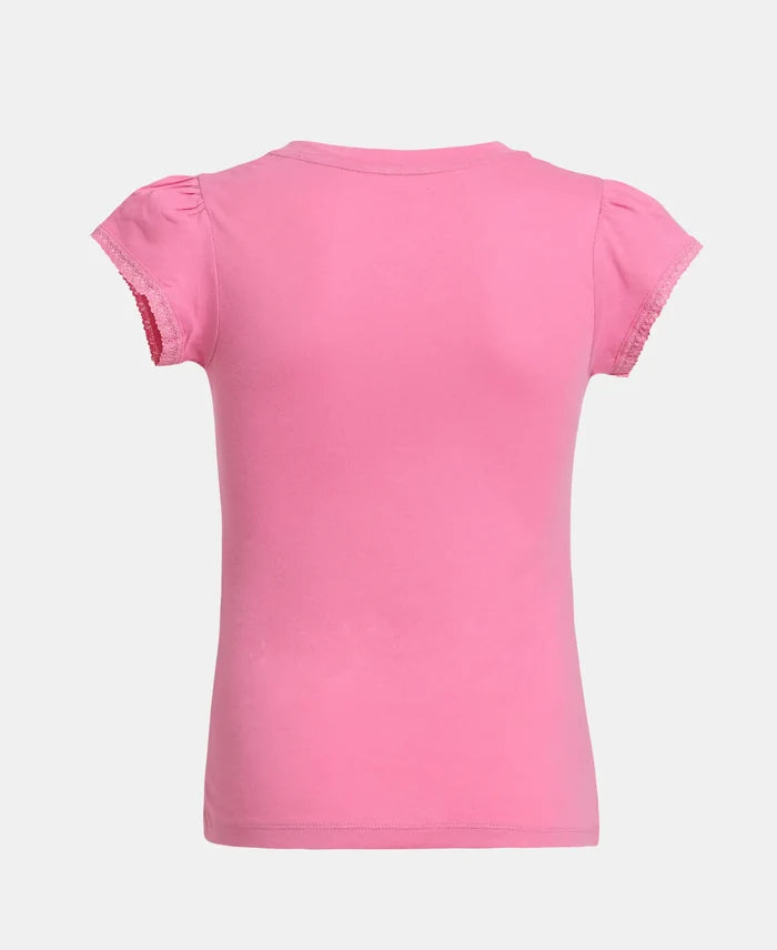 Girl's Super Combed Cotton Solid Short Sleeve T-Shirt - Wild Orchid