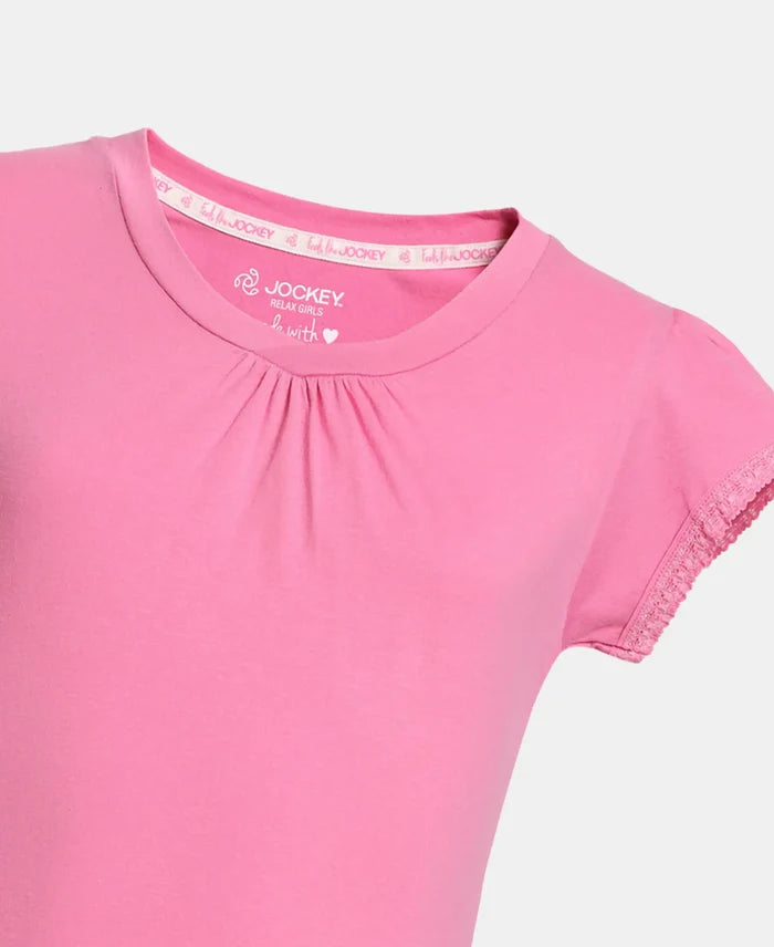Girl's Super Combed Cotton Solid Short Sleeve T-Shirt - Wild Orchid