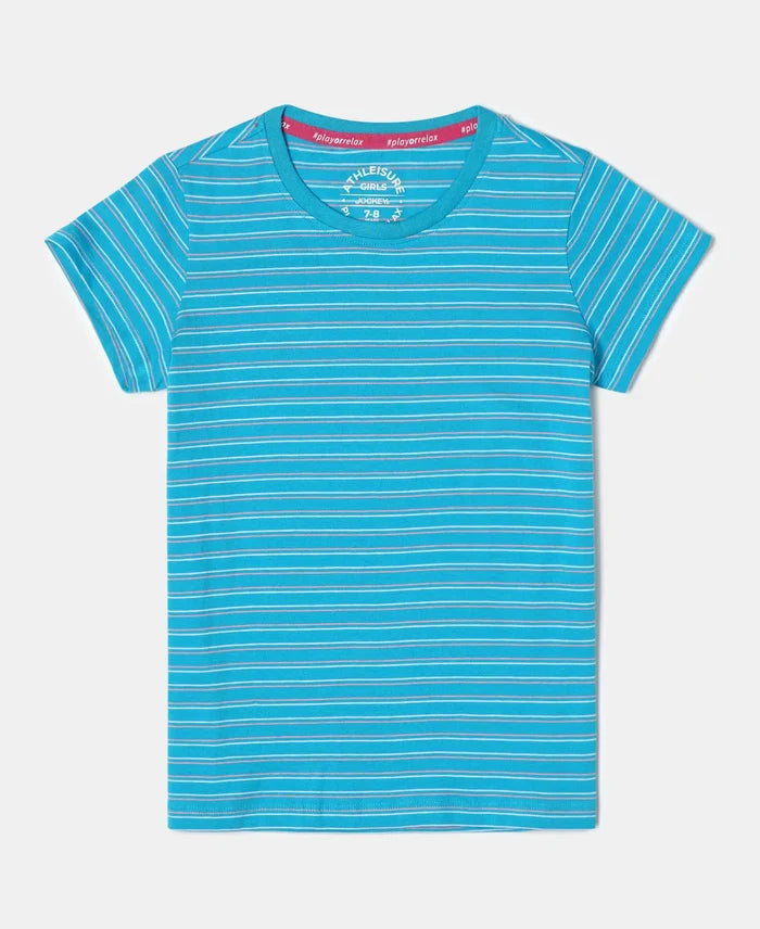 Super Combed Cotton Striped Short Sleeve T-Shirt - Sky Dive-1