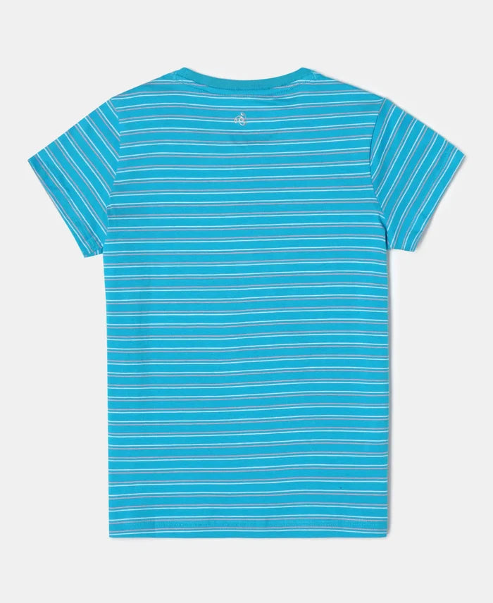 Super Combed Cotton Striped Short Sleeve T-Shirt - Sky Dive-2