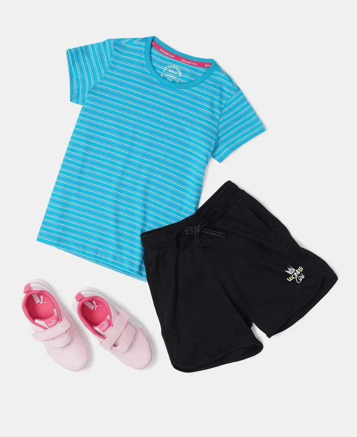Super Combed Cotton Striped Short Sleeve T-Shirt - Sky Dive-4