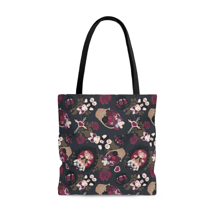 Stylish Gothic Teddy Tote Bag (Grey) features playful designs, perfect for any outing or travel.