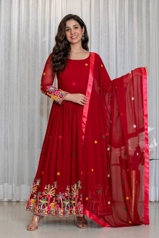 Graceful Red Dress with Stunning Details