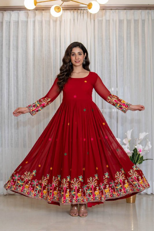 Graceful Red Dress with Stunning Details