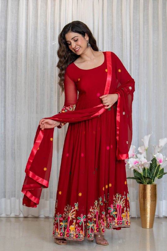 Graceful Red Dress with Stunning Details