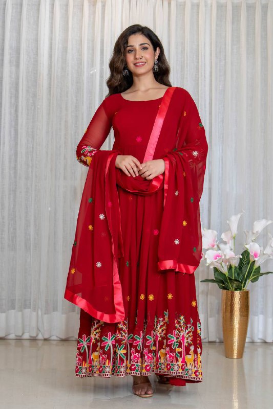 Graceful Red Dress with Stunning Details