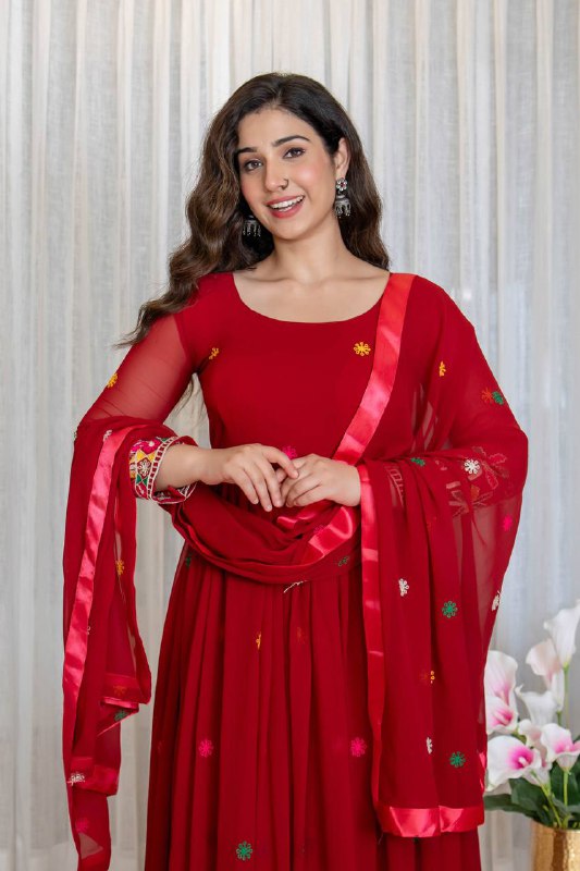 Graceful Red Dress with Stunning Details