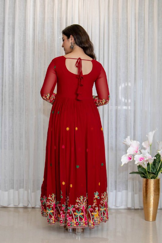 Graceful Red Dress with Stunning Details