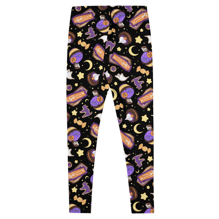 Halloween Treat alternative leggings in black with witch hats and wrapped candies