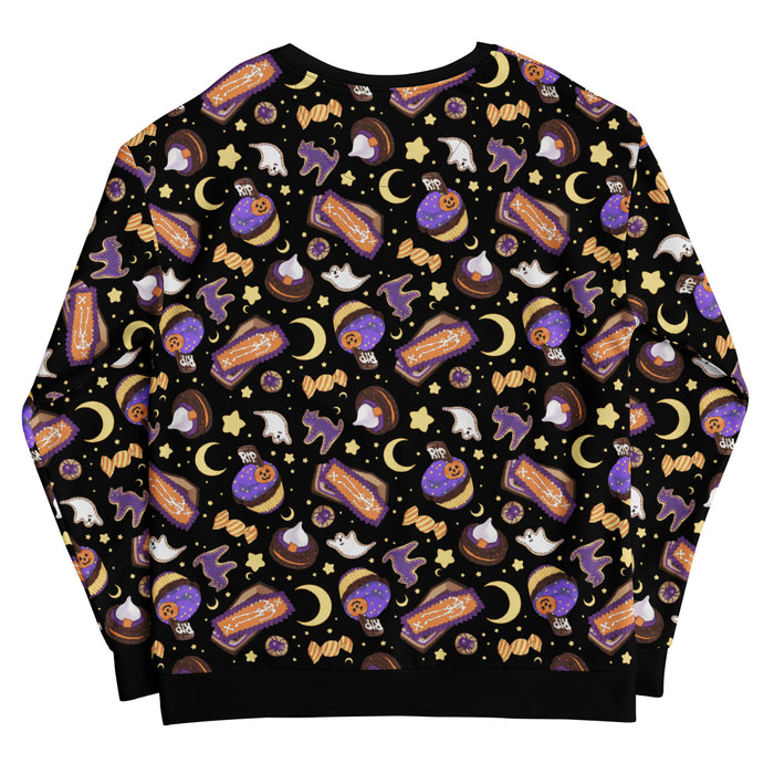 Halloween Treat alternative sweatshirt in black with black cats and golden stars