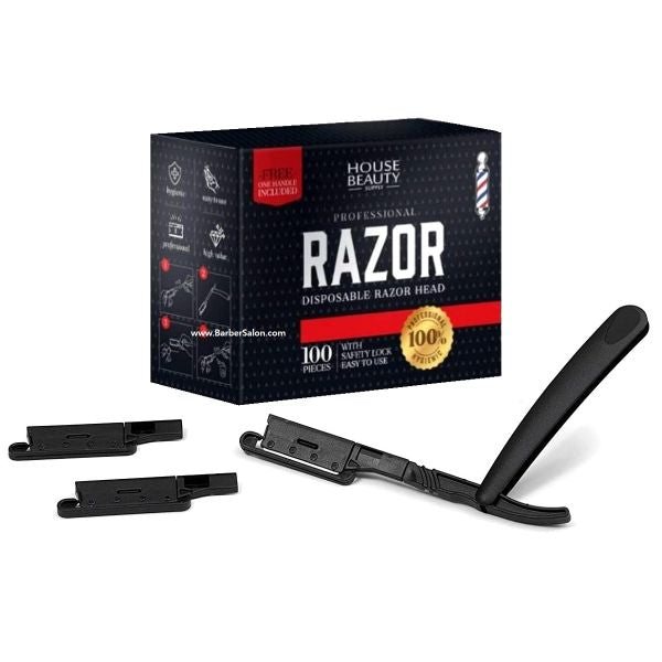 HBS Disposable Razor Heads 100 Count [FREE One Straight Razor Handle]