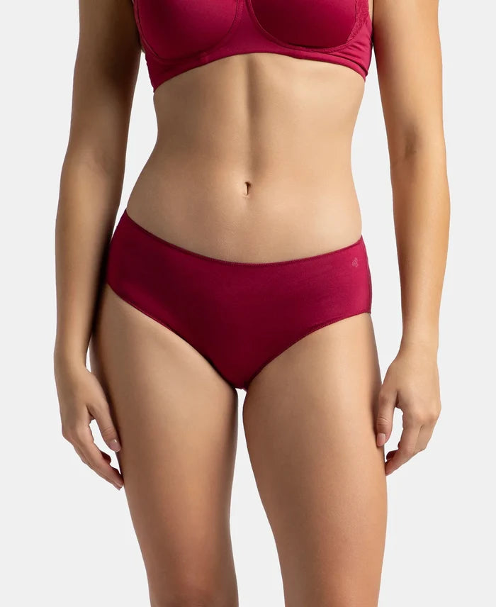 High Coverage Micro Modal Elastane Stretch Hipster With Ultrasoft Concealed Waistband - Mocha & Anemone (Pack of 2)