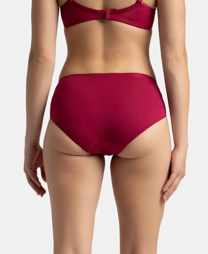 High Coverage Micro Modal Elastane Stretch Hipster With Ultrasoft Concealed Waistband - Mocha & Anemone (Pack of 2)