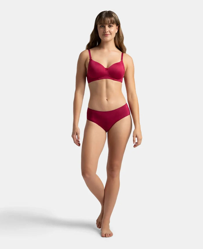 High Coverage Micro Modal Elastane Stretch Hipster With Ultrasoft Concealed Waistband - Mocha & Anemone (Pack of 2)