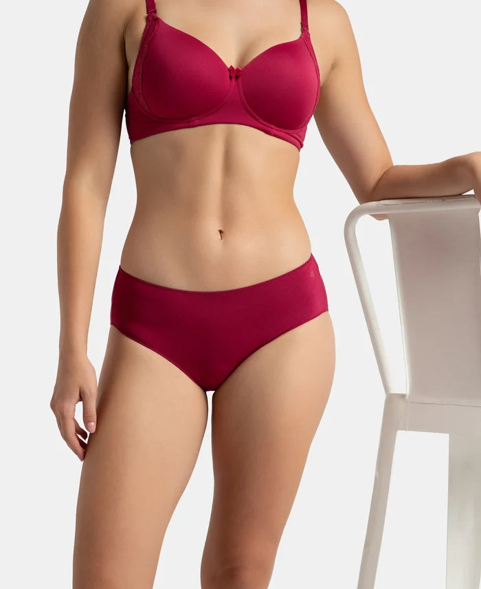 High Coverage Micro Modal Elastane Stretch Hipster With Ultrasoft Concealed Waistband - Mocha & Anemone (Pack of 2)